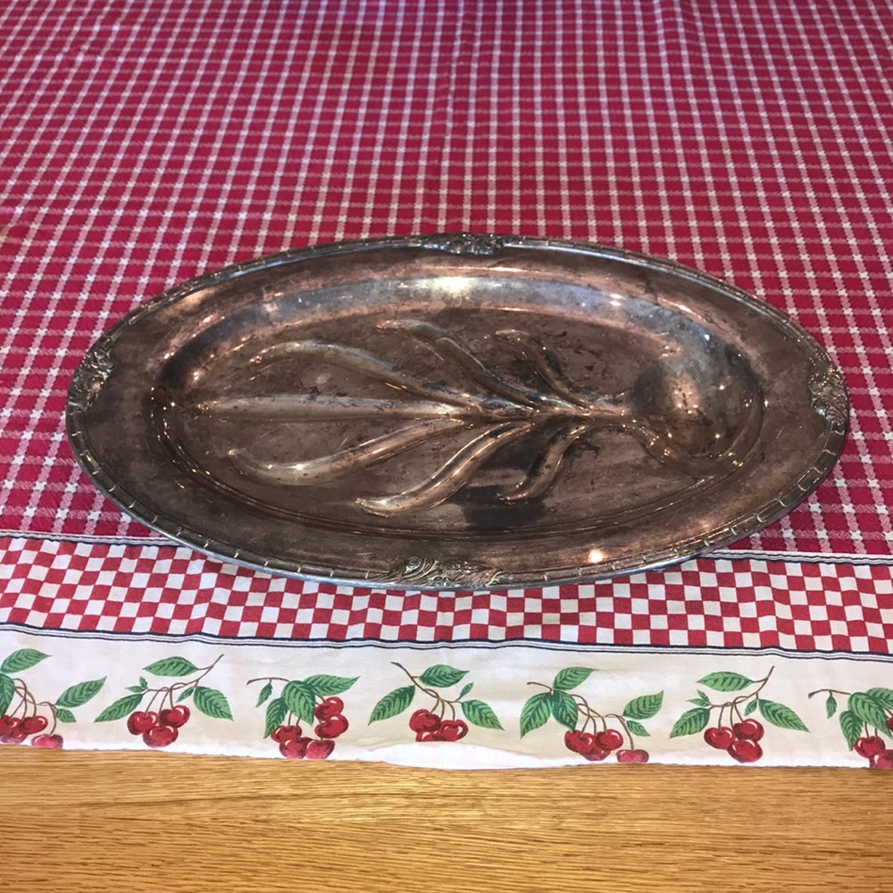 Formal silver vintage meat carving tray